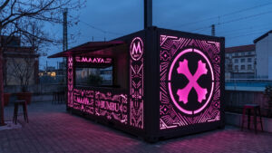 maaya, berlin, custom, container, bar, custom container bar, fabrication, festival, art